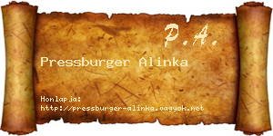 Pressburger Alinka névjegykártya